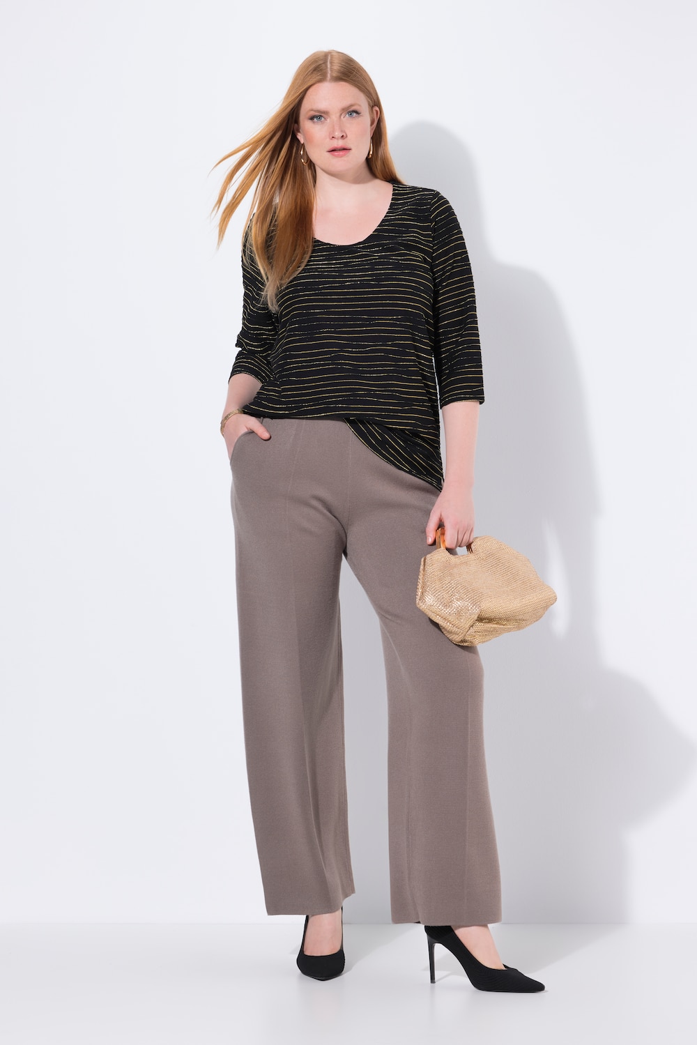 Große Größen Strickhose, Damen, braun, Größe: 58/60, Viskose/Polyester/Synthetische Fasern, Ulla Popken