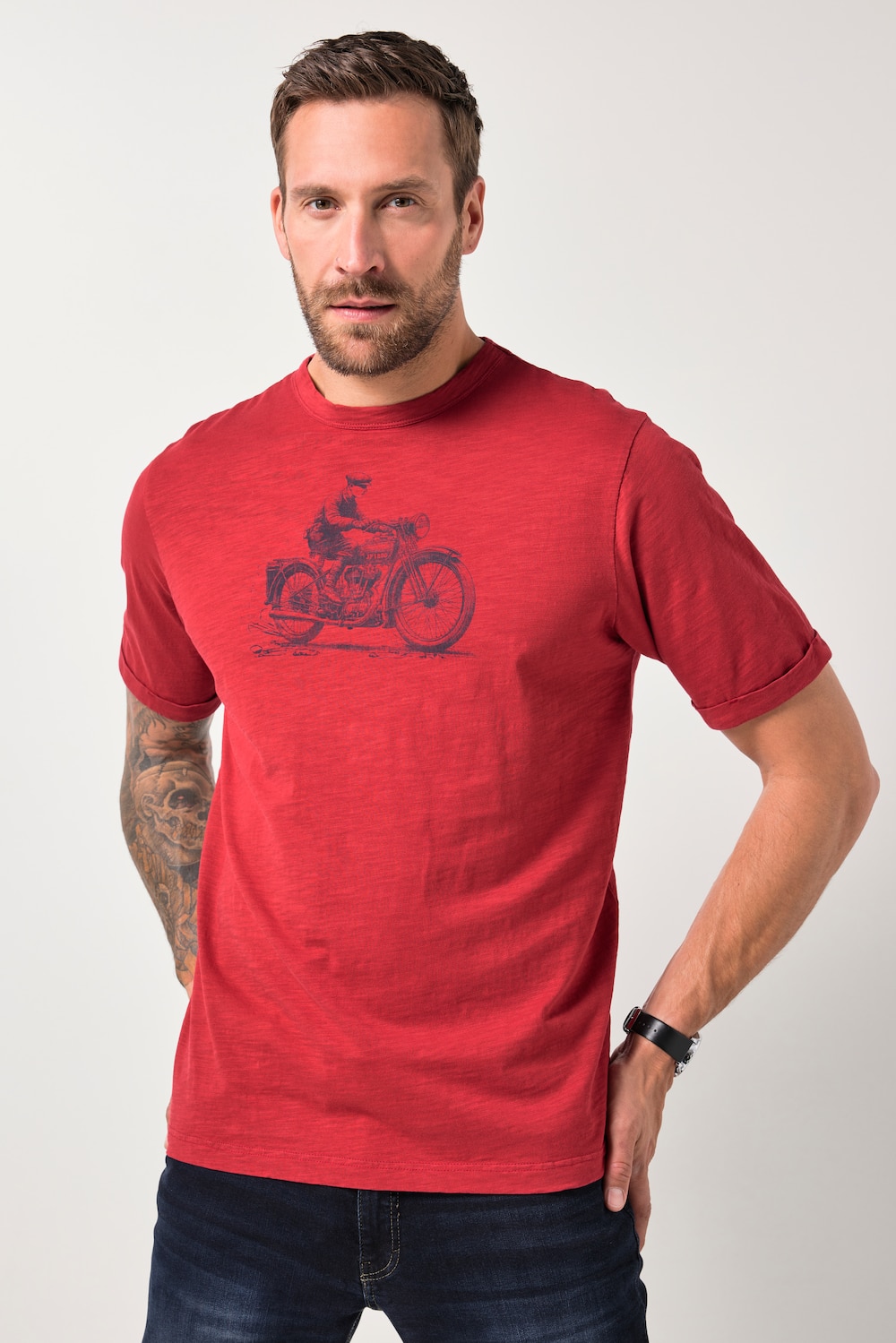 JP1880, T-shirt, korte mouwen, borstprint, tot 8XL