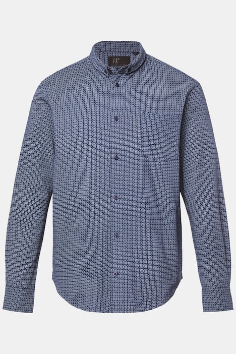 JP1880 Piquéhemd, Langarm, Alloverdruck, Mini Buttondown-Kragen, Modern Fit, bis 8 XL