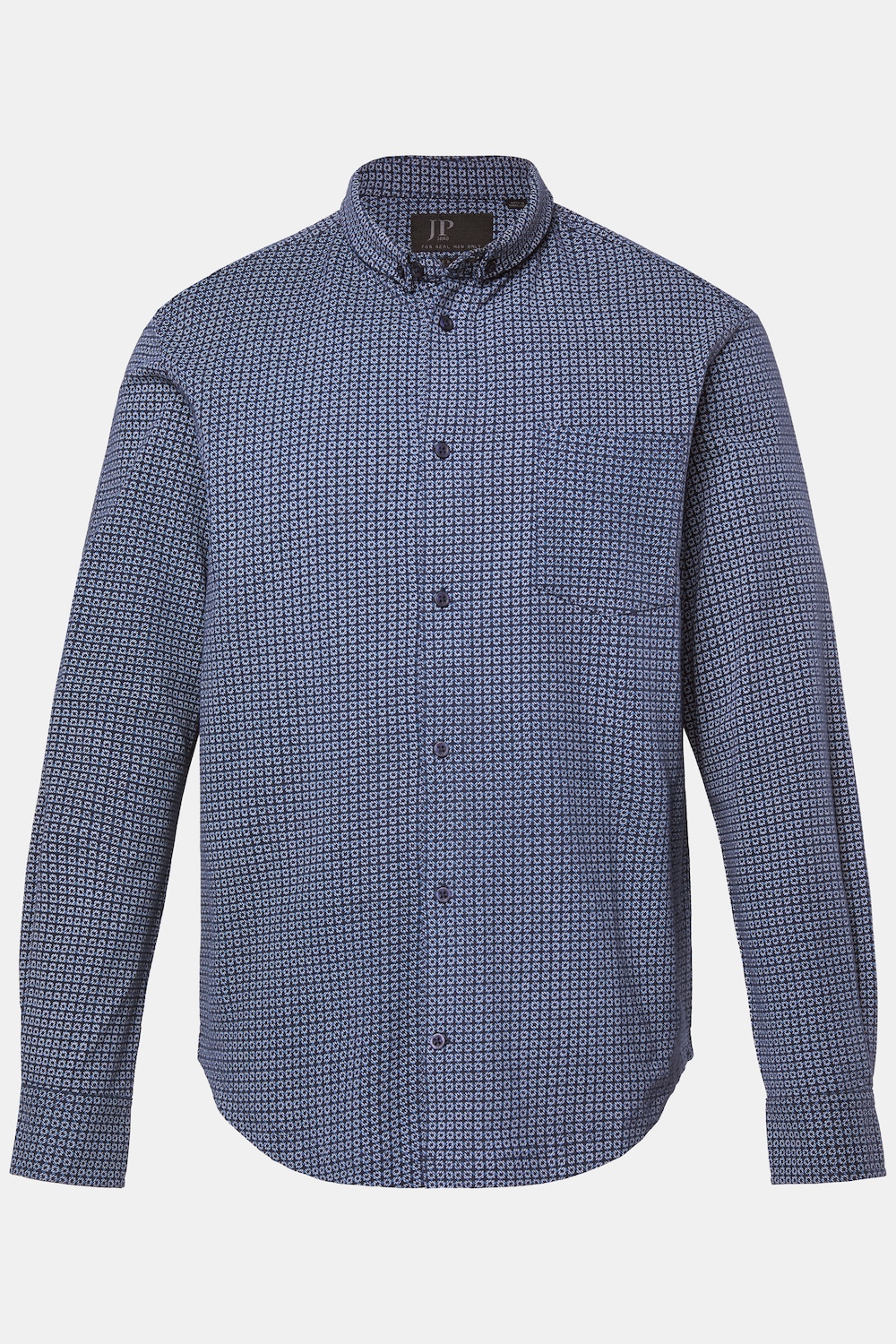 Chemise JP 1880 coupe Modern Fit, tissu piqué dans un imprimé all-over (intégral), manches longues et col à pointes boutonnées (petits boutons) - jusqu'au 8 XL