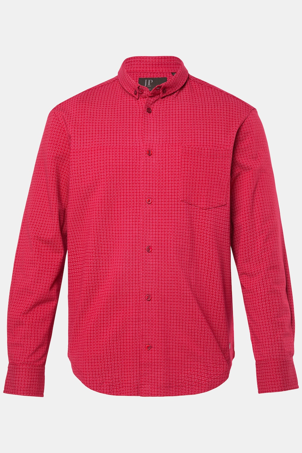JP1880 Piquéhemd, Langarm, Alloverdruck, Mini Buttondown-Kragen, Modern Fit, bis 8 XL
