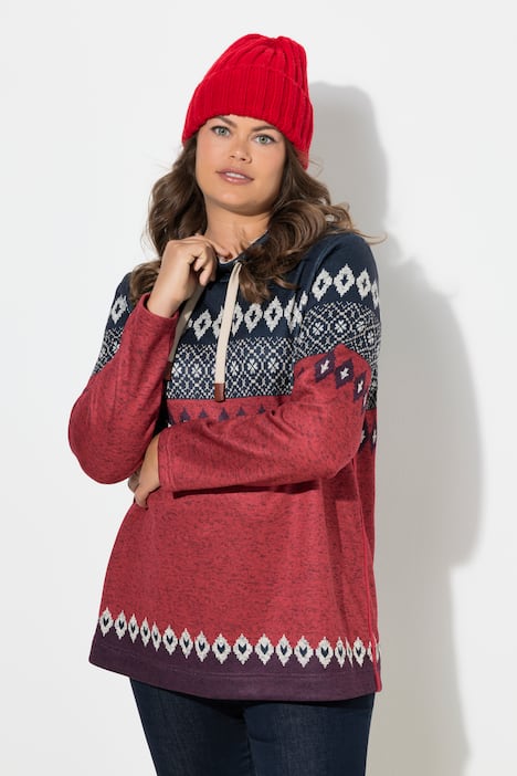Lang, norsk sweater, stående krave, langærmet