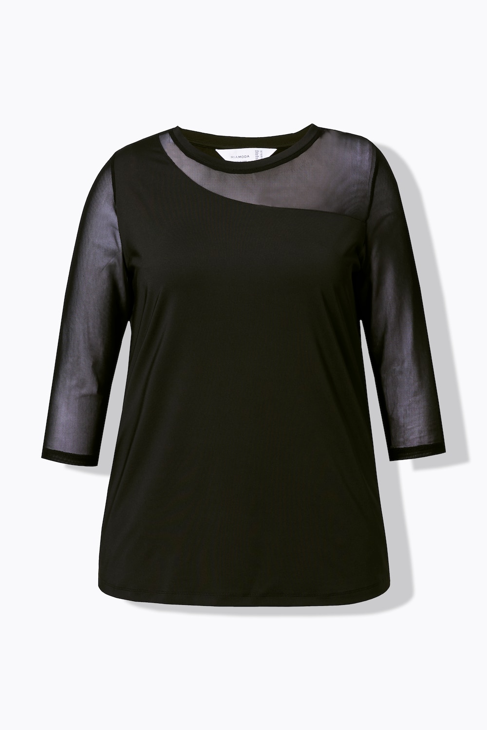 Stora storlekar T-shirt, Dam, svart, storlek: 42, Polyester/Elastan, Mia Moda