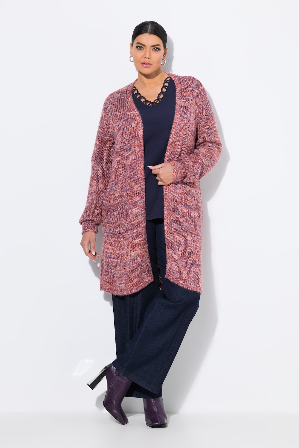 Große Größen Long-Strickjacke, Damen, braun, Größe: 50/52, Synthetische Fasern/Wolle, Ulla Popken