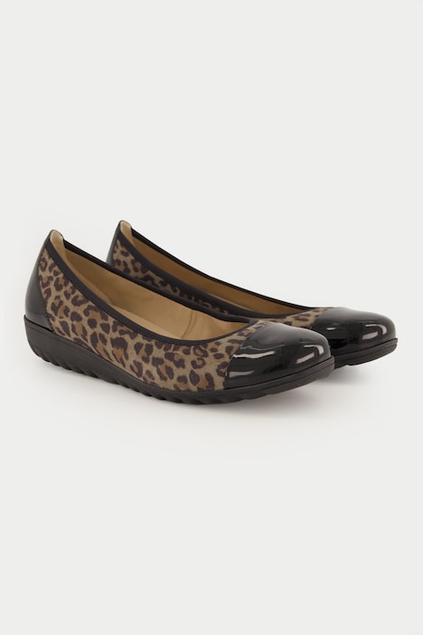 Caprice Leder-Ballerinas, Leomuster, Lackleder, Weite G