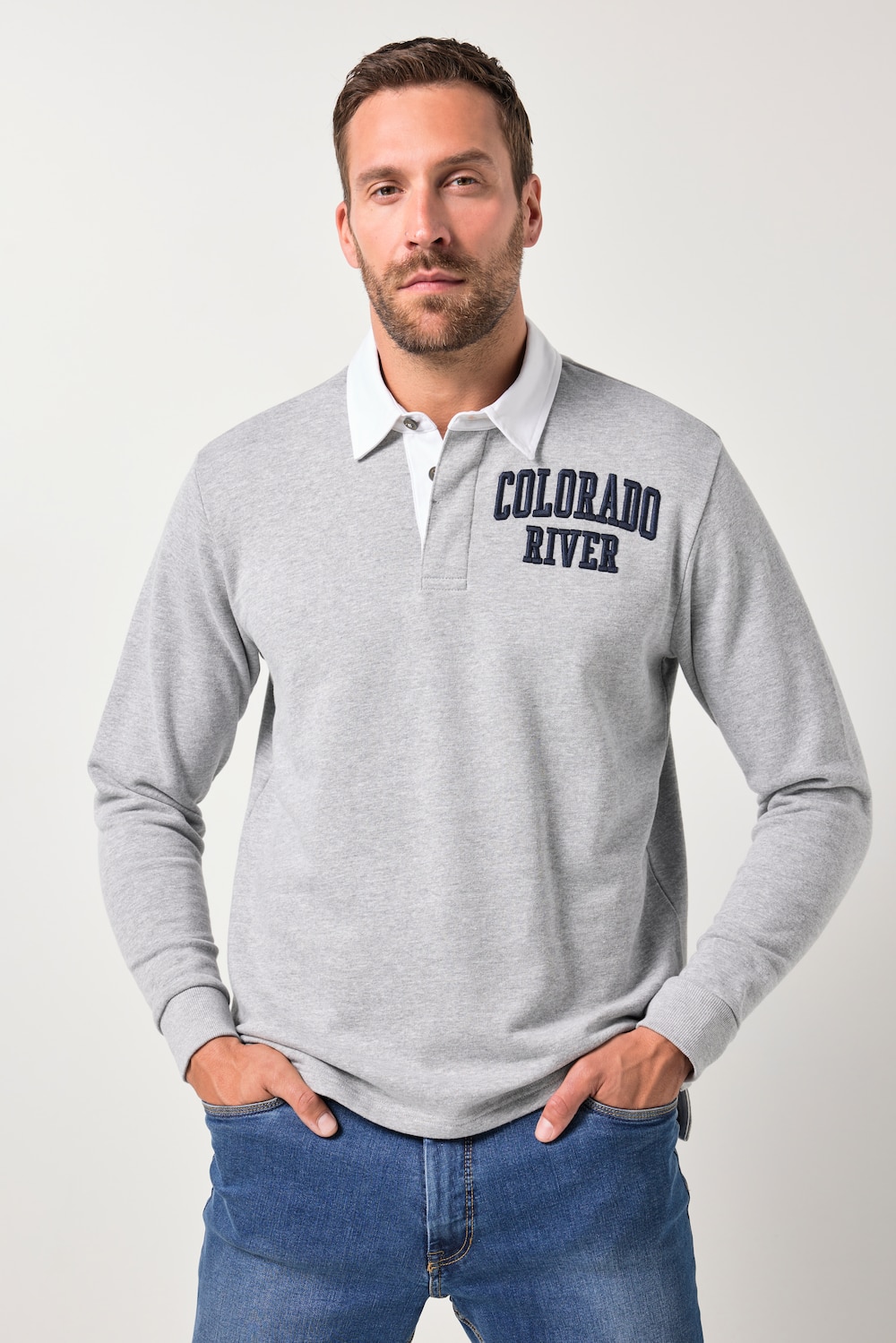 JP1880 Rugby-genser, 3D-broderi på brystet, kontrastkrage, opptil 8 XL