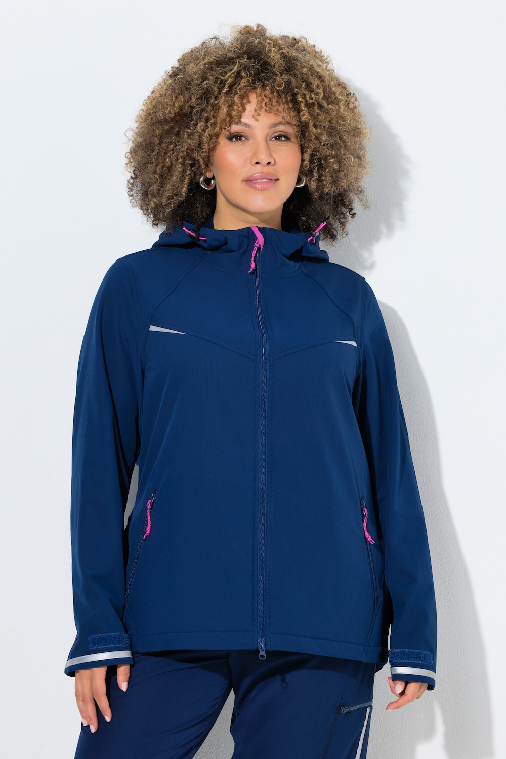 Große Größen Softshell-Funktionsjacke, Damen, blau, Größe: 50/52, Polyester, Ulla Popken