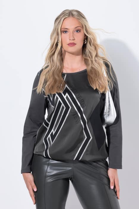 Shirt, ruiten, ronde hals, lange mouwen, elastische zoom