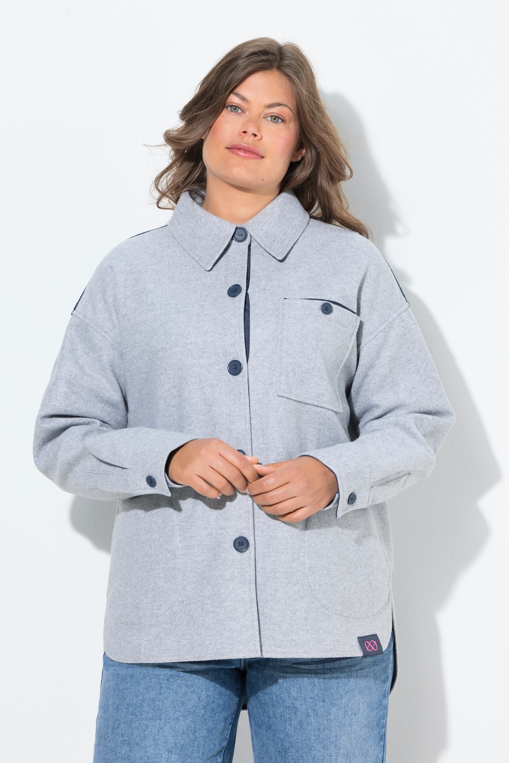 Große Größen Flanell Hemdjacke, Damen, grau, Größe: 40/42, Polyester/Baumwolle, LAURASON