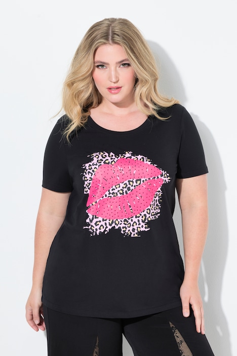 T-shirt, comfortabele pasvorm, glittersteentjes, kusmondje