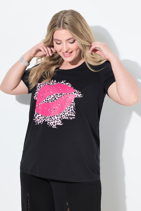 T-shirt, comfortabele pasvorm, glittersteentjes, kusmondje