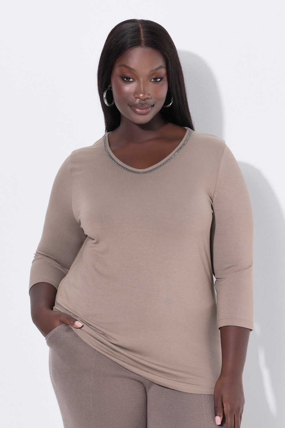 Thumbnail - Große Größen Shirt, Damen, braun, Größe: 54/56, Viskose, Ulla Popken