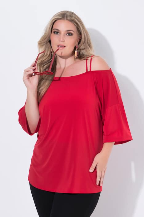 Camiseta, oversize, recorte en el hombro, manga 3/4