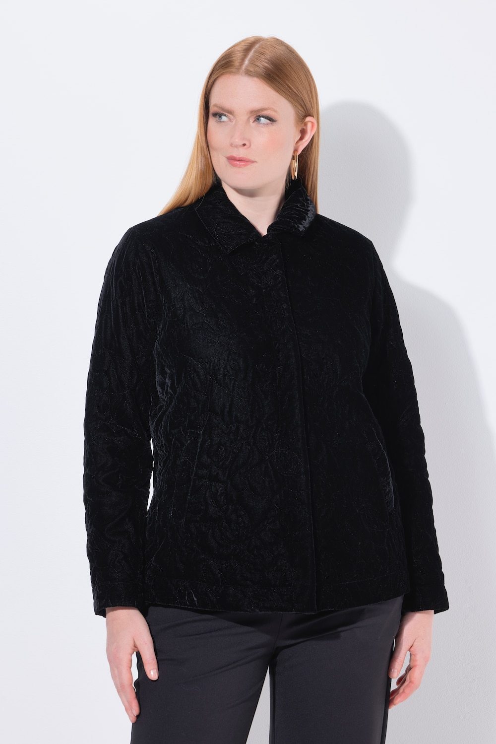 Große Größen Samtjacke, Damen, schwarz, Größe: 54/56, Polyester, Ulla Popken