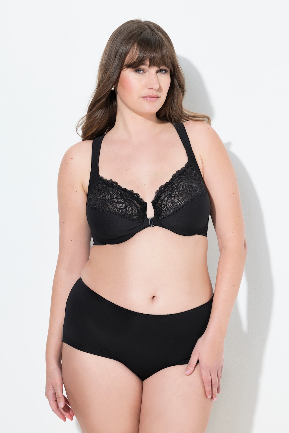 Große Größen Bügel-BH, Damen, schwarz, Größe: 105E, Synthetische Fasern/Polyester/Elasthan, Ulla Popken