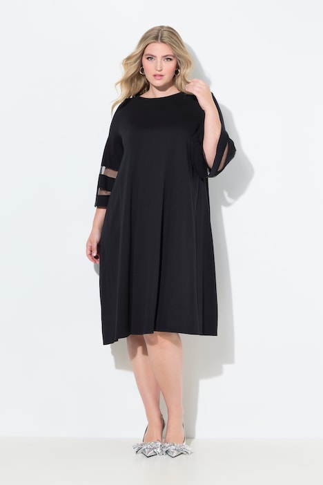 Kleid, weite A-Linie, transparente Streifen-Einsätze