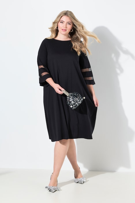 Kleid, weite A-Linie, transparente Streifen-Einsätze