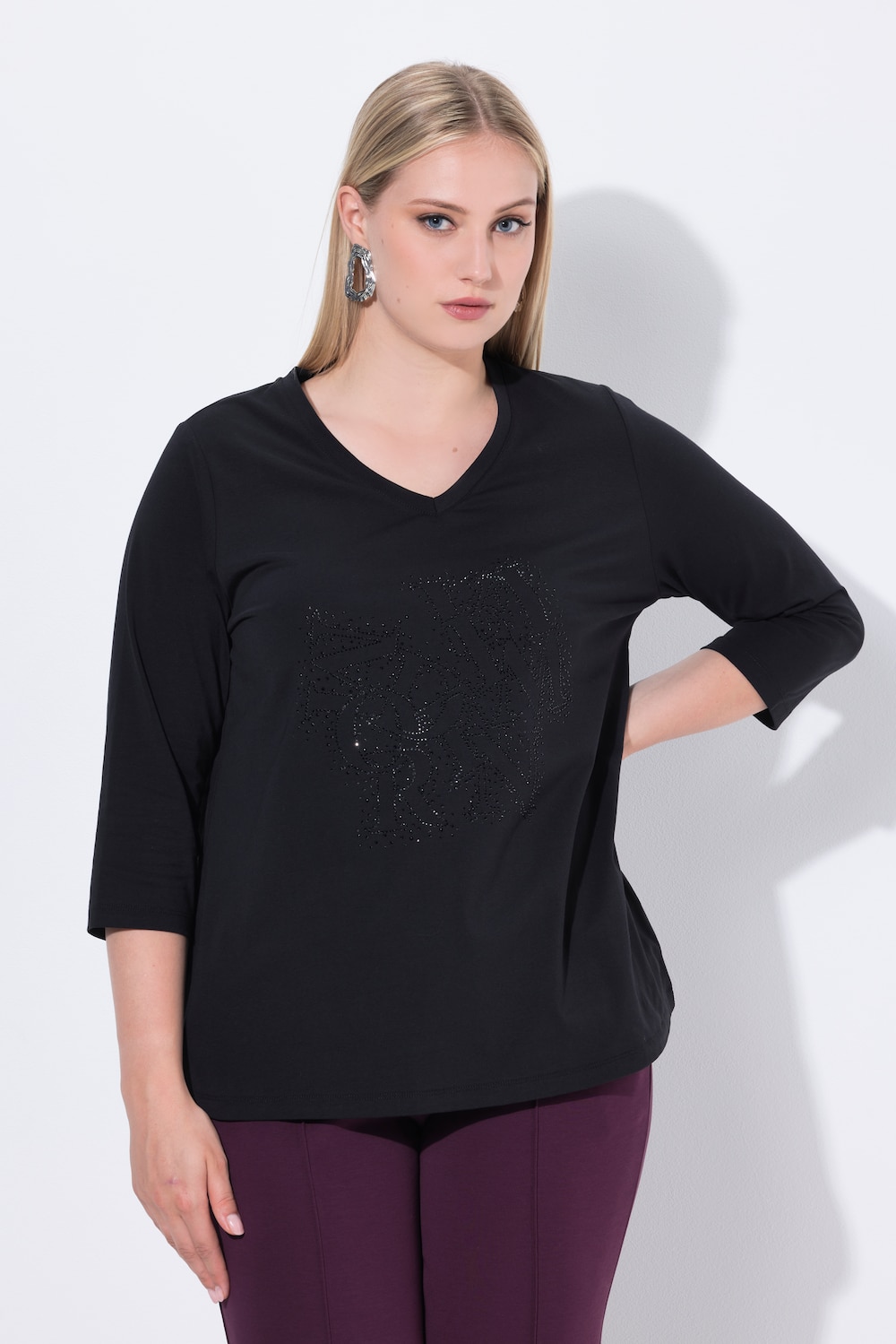 Große Größen Shirt, Damen, schwarz, Größe: 46/48, Baumwolle, Ulla Popken