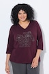 Shirt, Ziersteine, Classic, V-Ausschnitt, 3/4-Arm