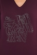 Shirt, Ziersteine, Classic, V-Ausschnitt, 3/4-Arm