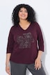 Shirt, Ziersteine, Classic, V-Ausschnitt, 3/4-Arm