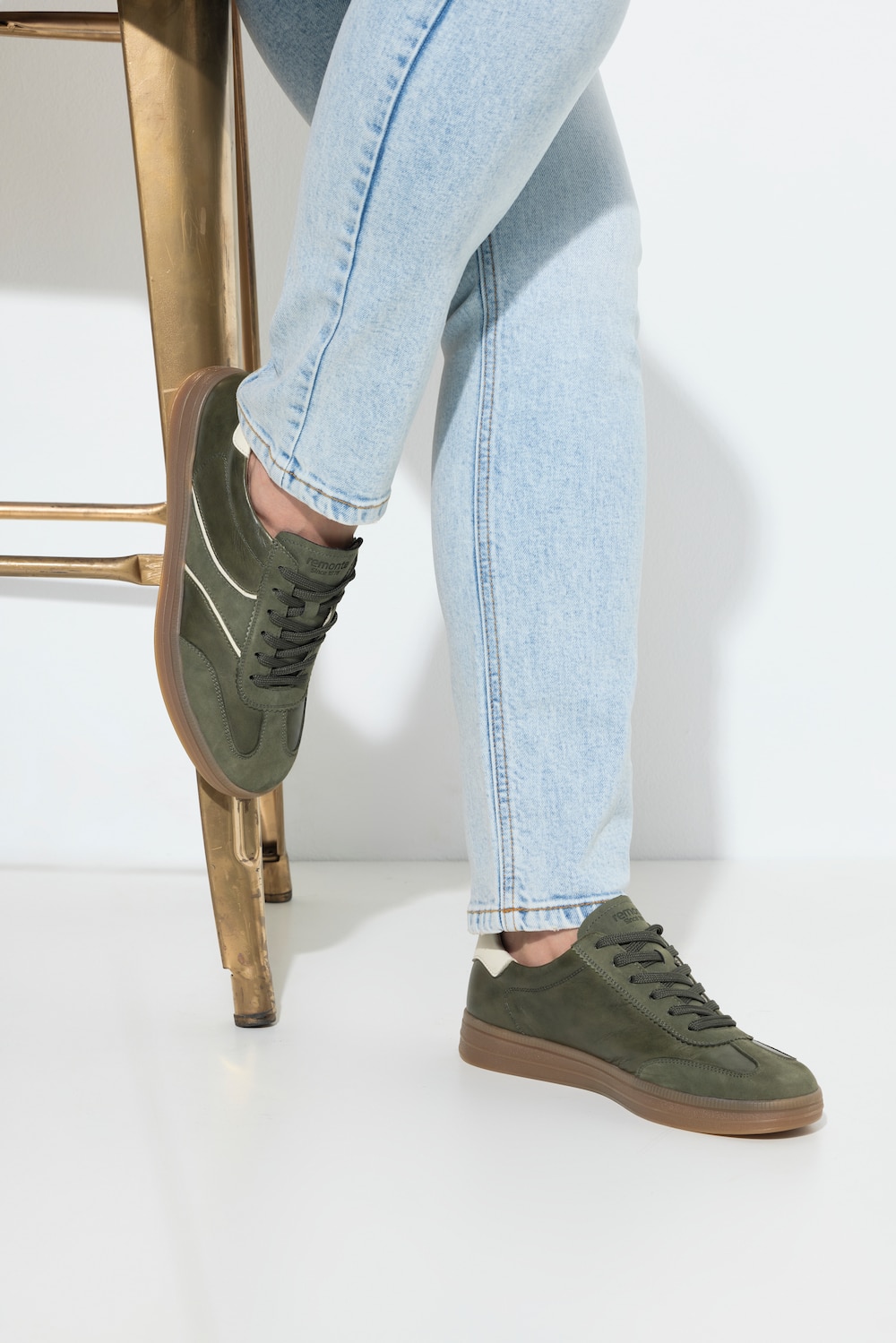 Remonte leren sneakers, retrolook, verwisselbaar voetbed, wijdte G