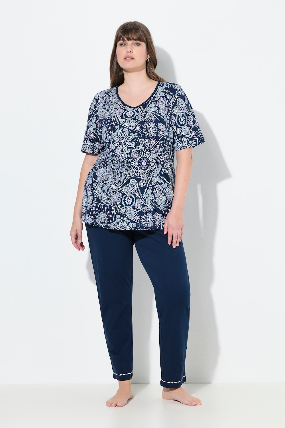 Große Größen Pyjama, Damen, blau, Größe: 58/60, Baumwolle, Ulla Popken
