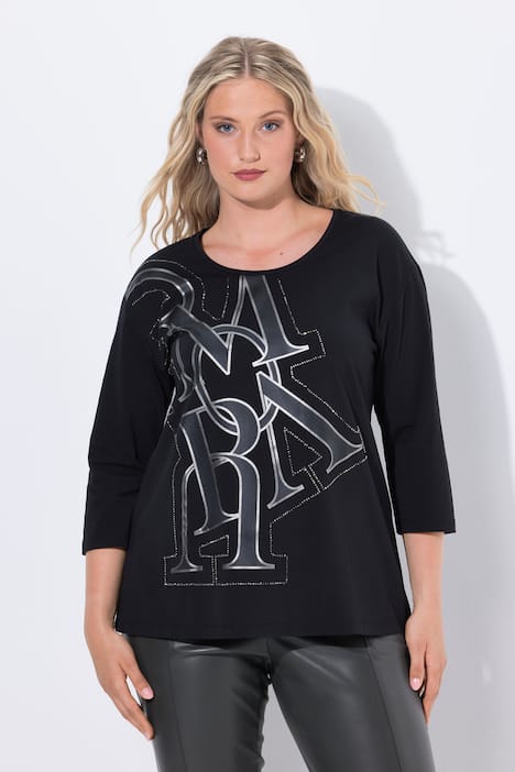 Shirt, Buchstaben, Oversized, Rundhals, 3/4-Arm