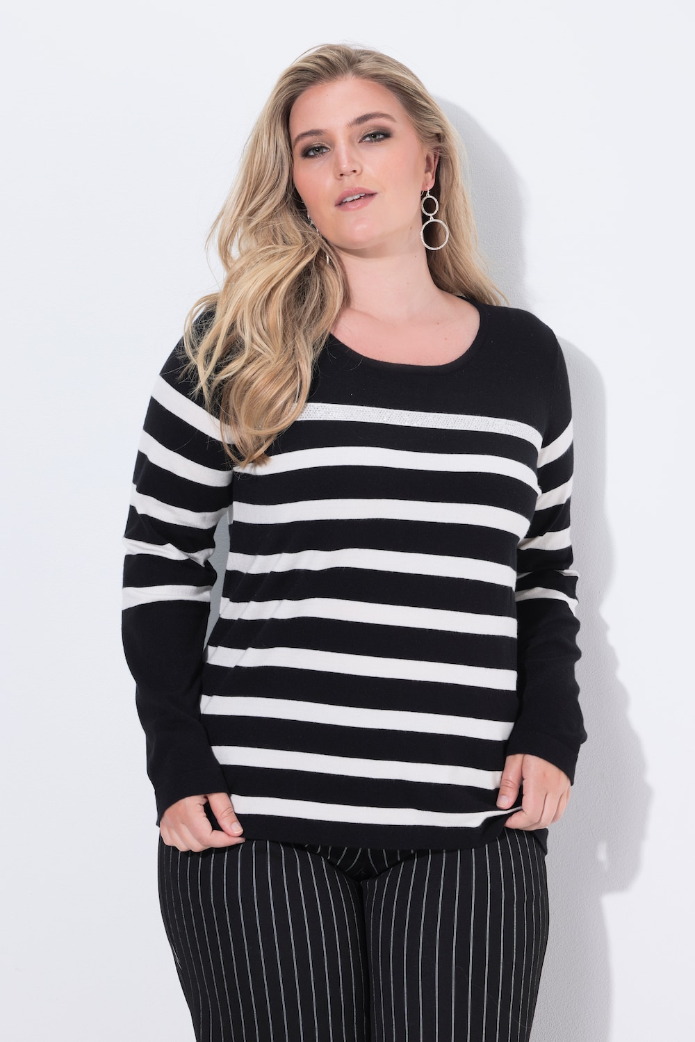 Große Größen Pullover, Damen, schwarz, Größe: 42/44, Viskose/Synthetische Fasern/Polyester, Ulla Popken