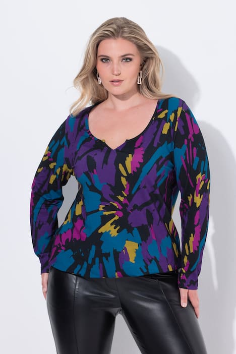 Shirt, Blüten, Gummisaum, Rundhals, Langarm, Keyhole