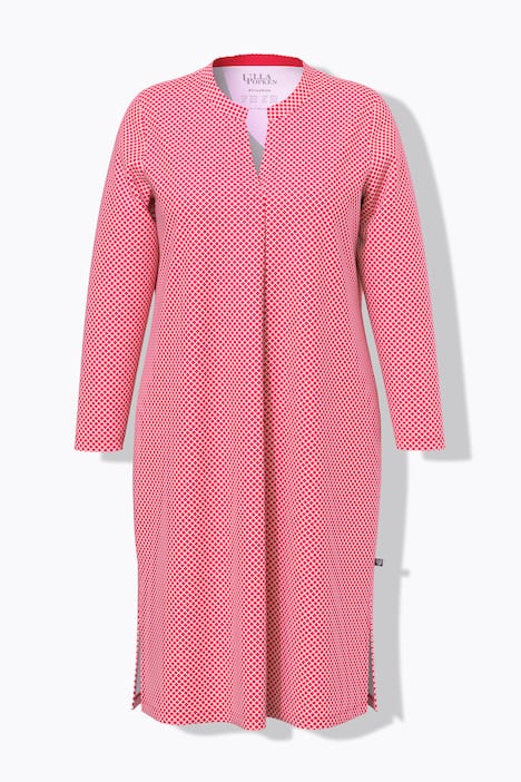 Chemise de nuit à motif, col rond et manches longuhs