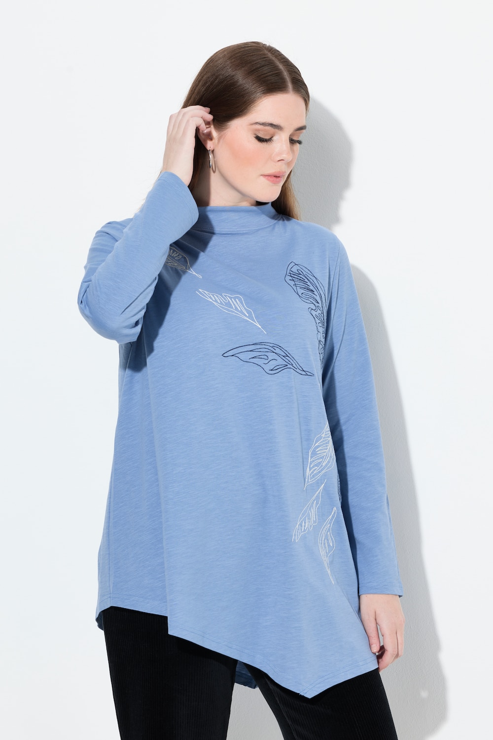 Große Größen Longshirt, Damen, blau, Größe: 42/44, Baumwolle, Ulla Popken