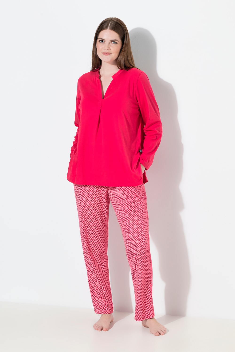 Pyjama, Muster, Rundhals, Langarm