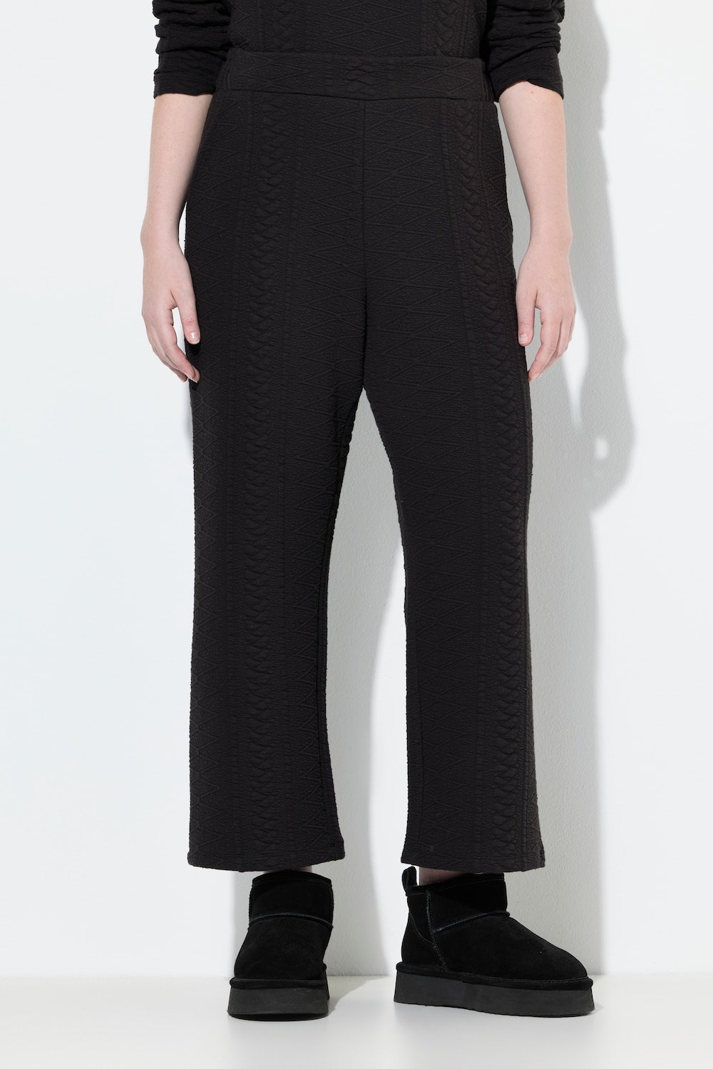 Große Größen Jacquard-Sweatculotte, Damen, schwarz, Größe: 58/60, Baumwolle, Ulla Popken