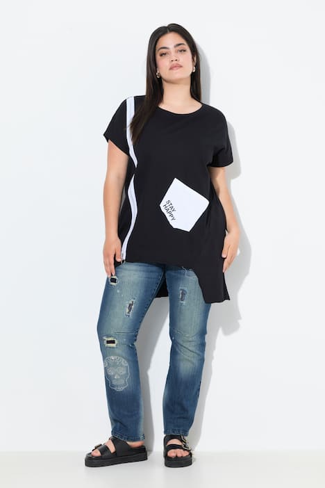 T-Shirt, oversized, Zierzipper, Tasche