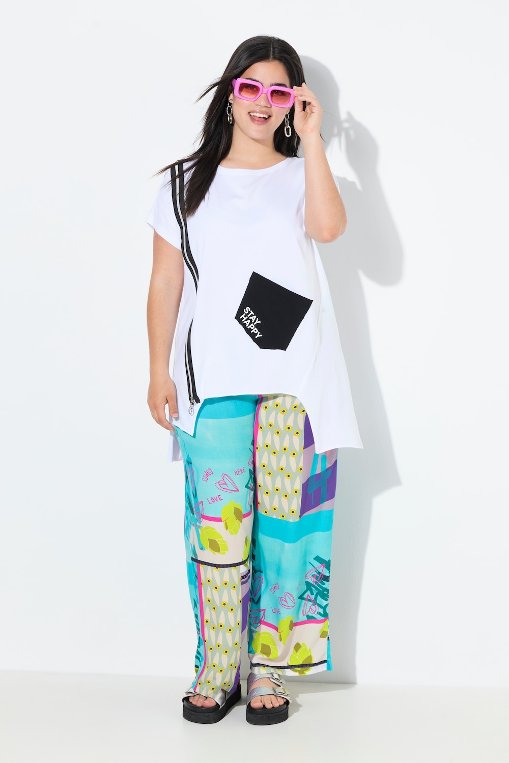 T-Shirt, oversized, Zierzipper, Tasche