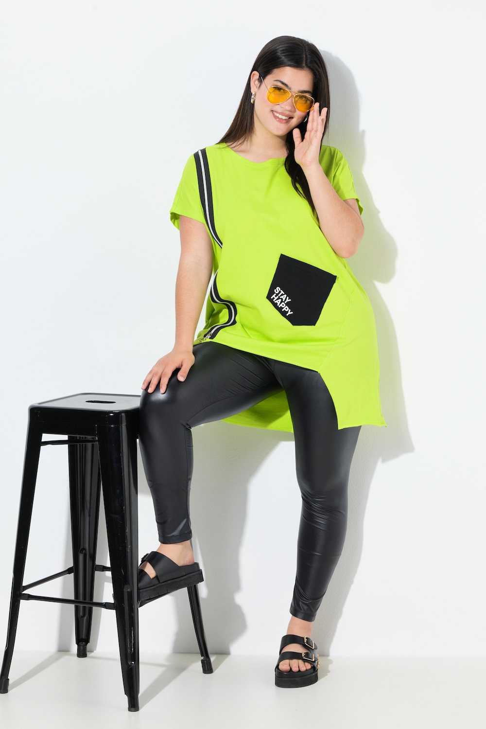 T-Shirt, oversized, Zierzipper, Tasche