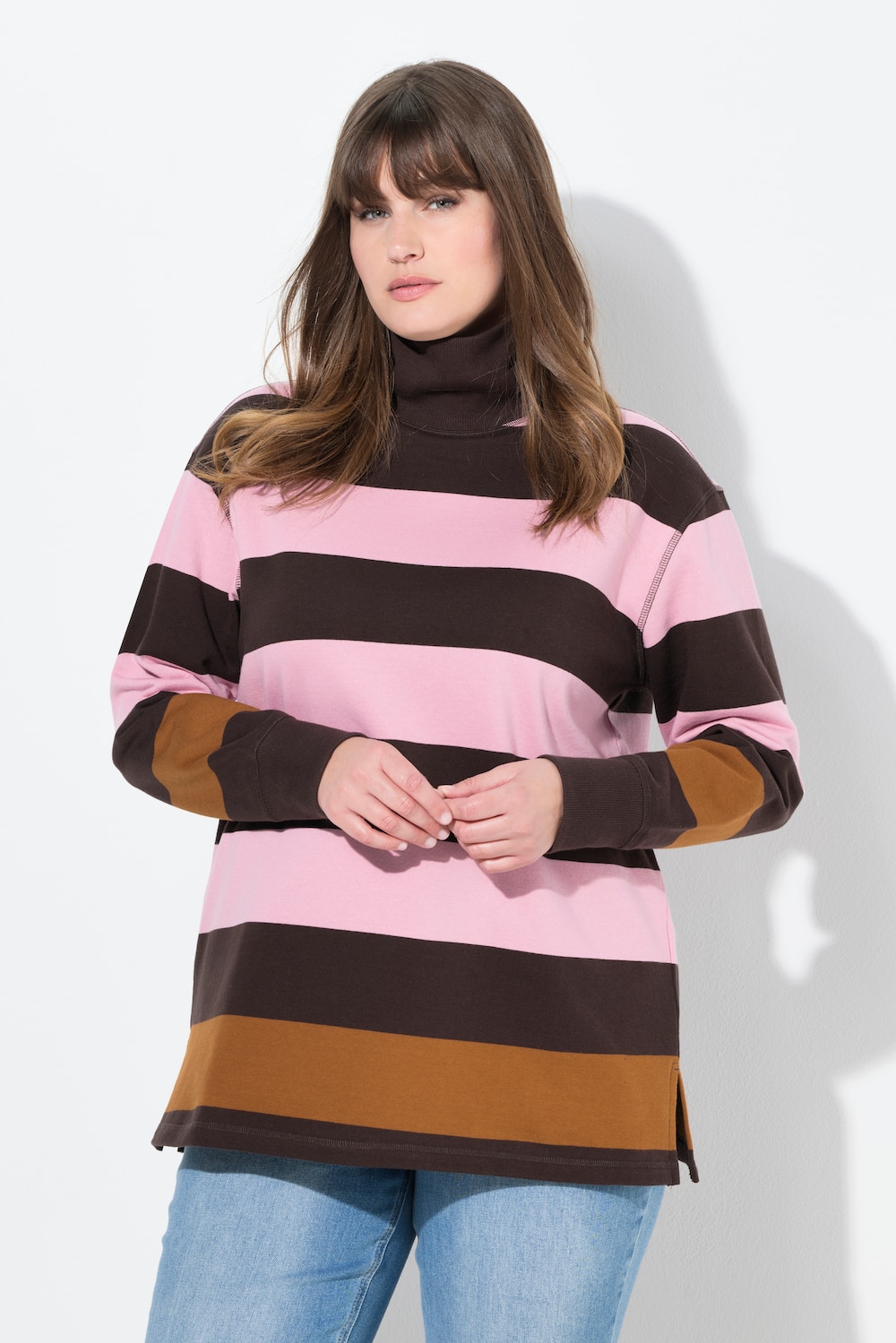 Sweatshirt, Streifen, Stehkragen, Langarm, Biobaumwolle