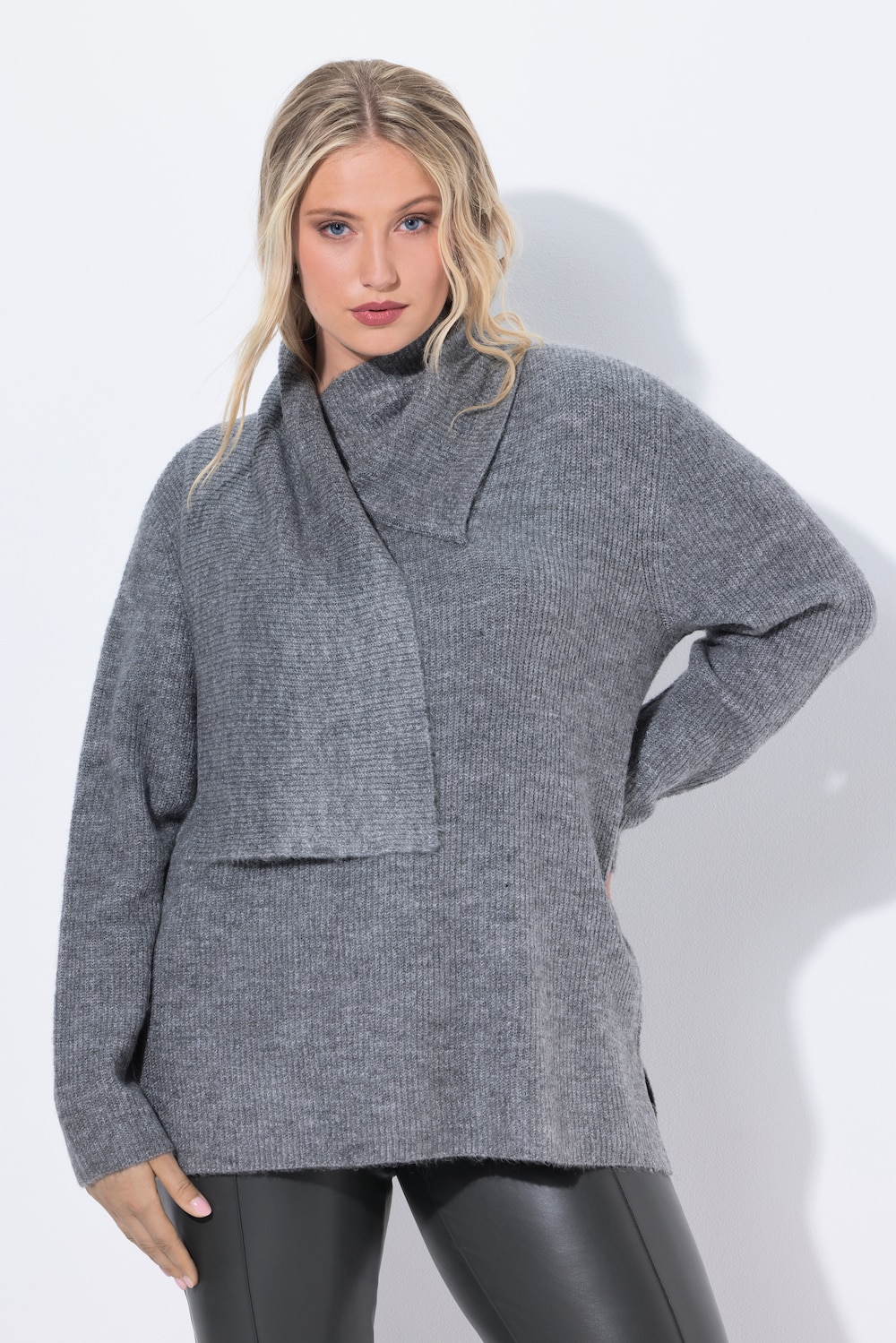 Thumbnail - Große Größen Pullover, Damen, grau, Größe: 50/52, Synthetische Fasern/Polyester, Ulla Popken