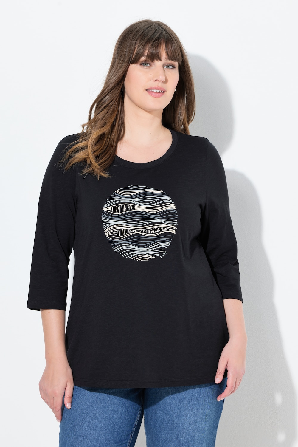 Große Größen Shirt, Damen, schwarz, Größe: 54/56, Baumwolle, Ulla Popken