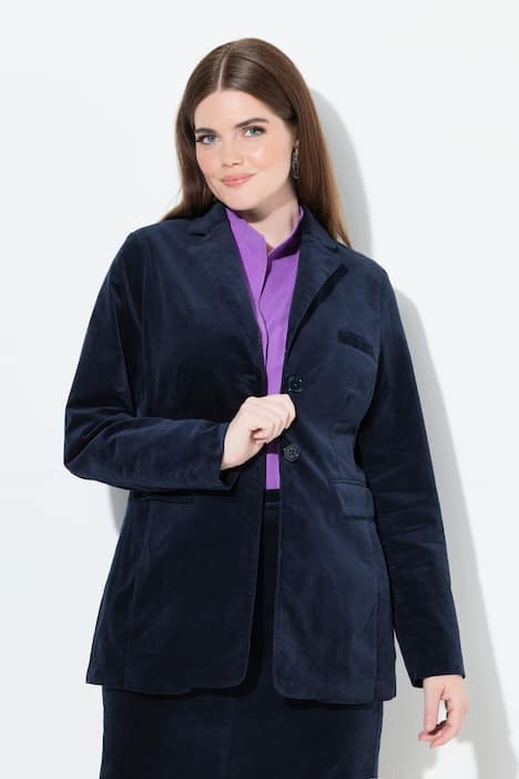 Fluwelen blazer, licht getailleerd, reverskraag, acetaat voering