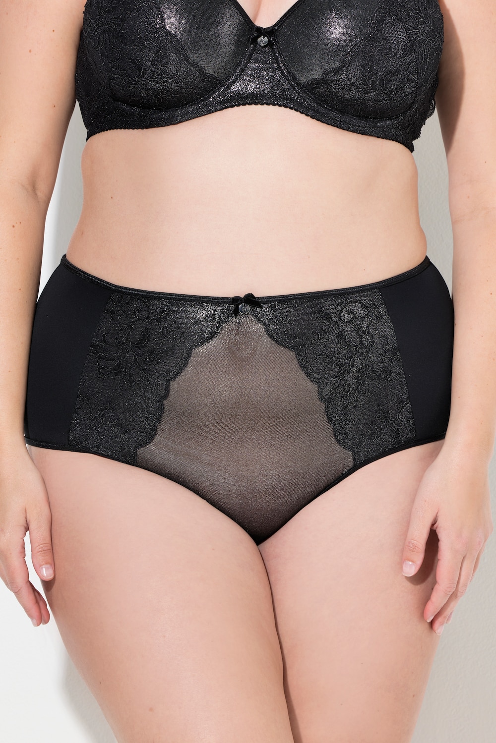 Große Größen Maxislip, Damen, schwarz, Größe: 42/44, Baumwolle/Synthetische Fasern/Elasthan, Ulla Popken