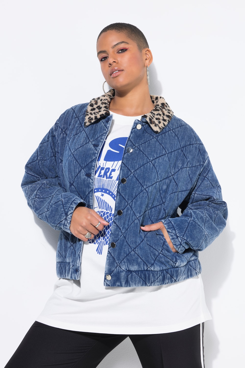 Dooorgestikte blouson, blouson model, leo-fleecekraag