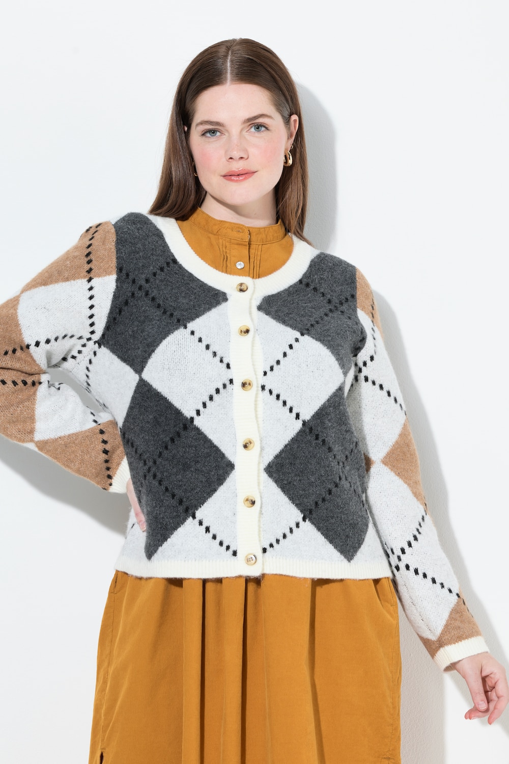 Große Größen Strickjacke, Damen, beige, Größe: 62/64, Synthetische Fasern/Polyester, Ulla Popken