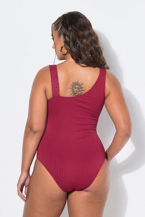Badeanzug, Softcups, One-Shoulder, Streifenstruktur