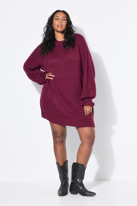Gebreide jurk, oversized, mouwen met ruches