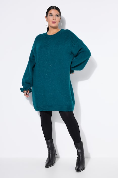 Strickkleid, oversized, Rüschenärmel