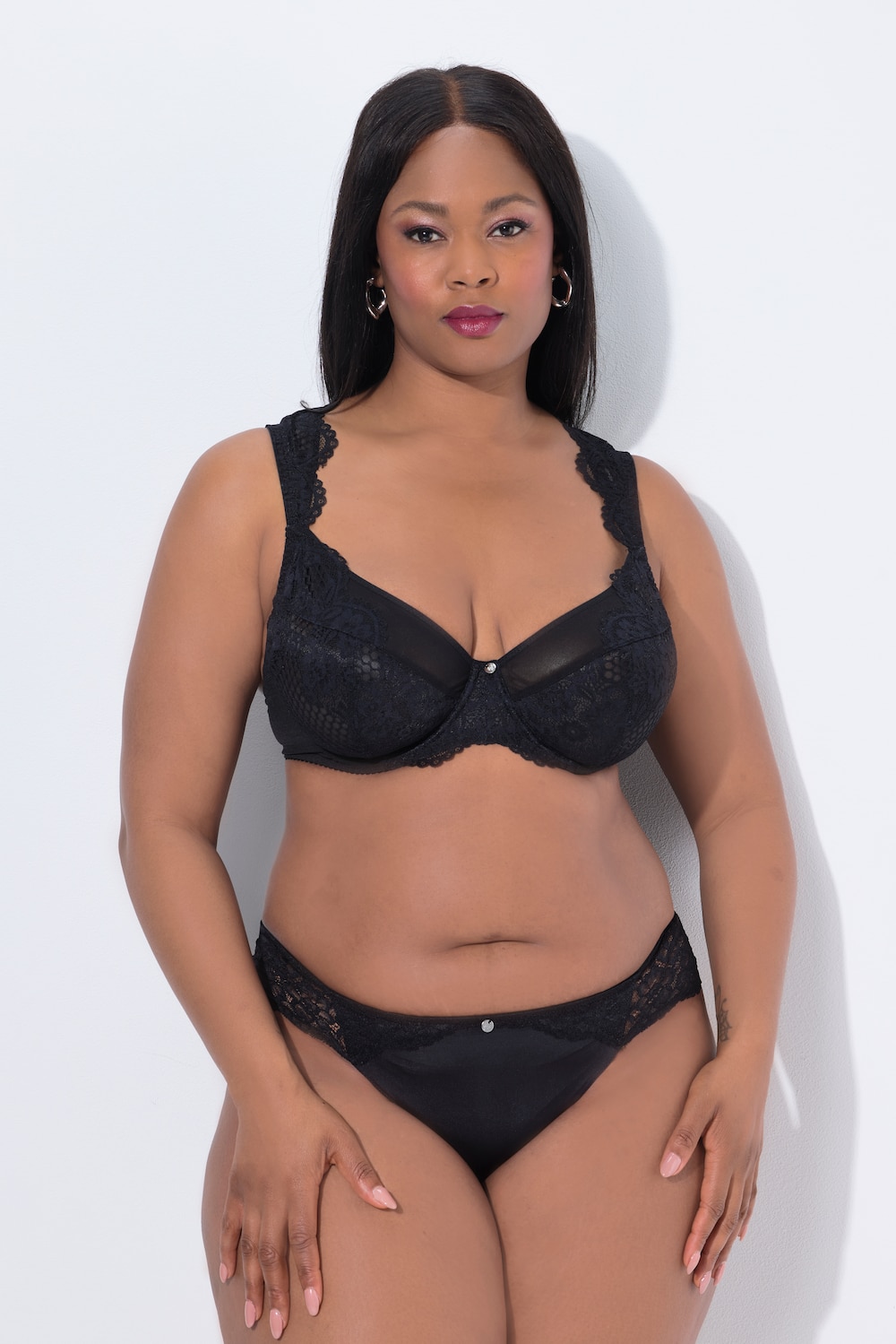 Große Größen TruYou Bügel-BH, Damen, schwarz, Größe: 110E, Synthetische Fasern/Elasthan, Ulla Popken