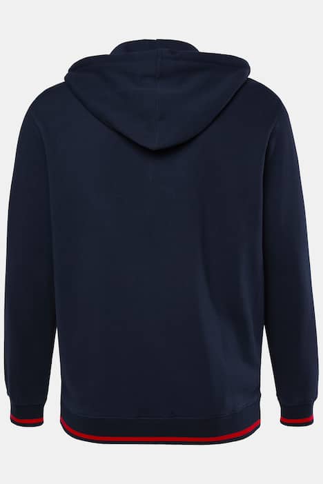 Men+ sweatvest, capuchon, borstprint, tot 8XL