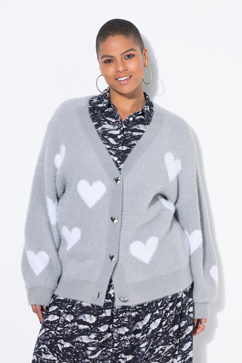 Strickjacke, oversized, extra weich, Hearts